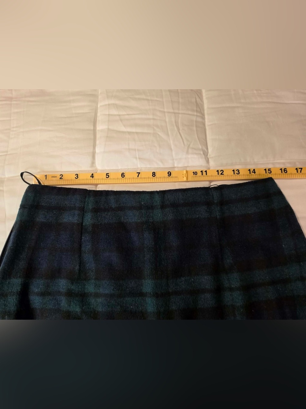 Classic Green & Navy Plaid Mini Skirt 20% wool 80% polyester size M NWT - Picture 9 of 10